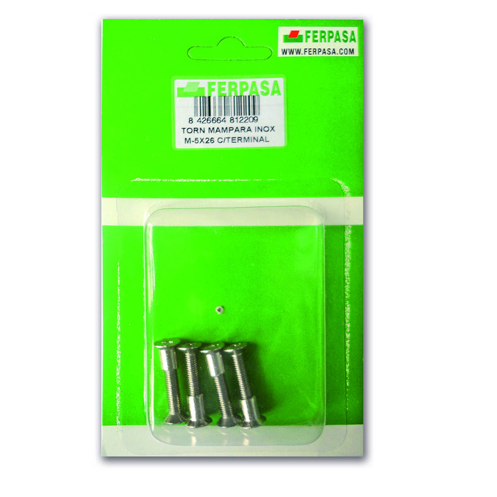 Tornillos Para Mamparas Inox C/Tuerca Terminal (4U.) M-5x26Mm