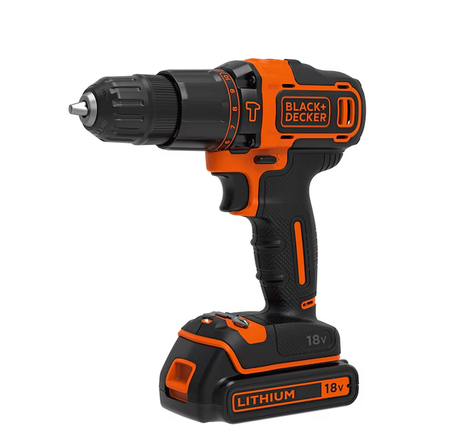 TALADRO PERCUTOR BDCHD18K-QW BLACK+DECKER,1 bat 1,5Ah Litio, cargador y maletín