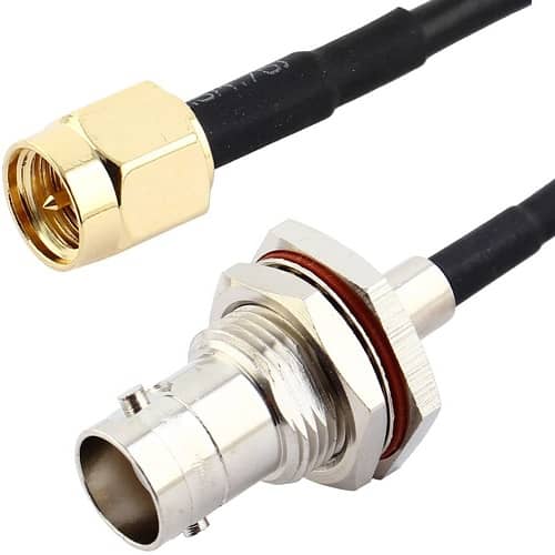 Adaptador De Antena Coaxial BNC Hembra A SMA Macho 0.30 M Negro