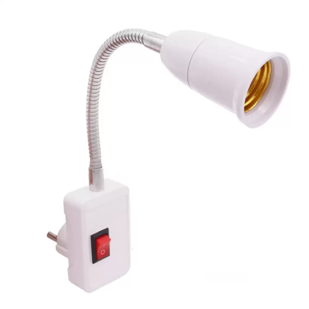 Adaptador De Enchufe E27 Europeo Con Interruptor V2  Blanco