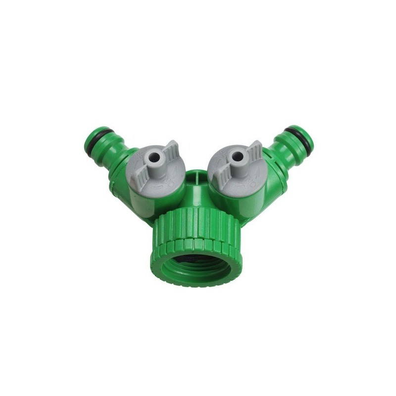 Adaptador Manguera Plastico 3/4 - 1" Hembra  con 2 tomas Blister