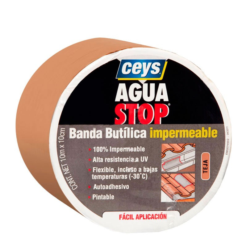 Aguastop Banda Impermeable Butilo Teja 10 cm. x 10 mt. Ceys