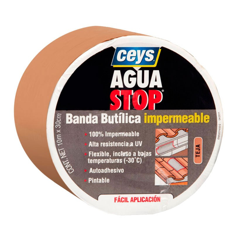 Aguastop Banda Impermeable Butilo Teja 30 cm. x 10 mt.  Ceys