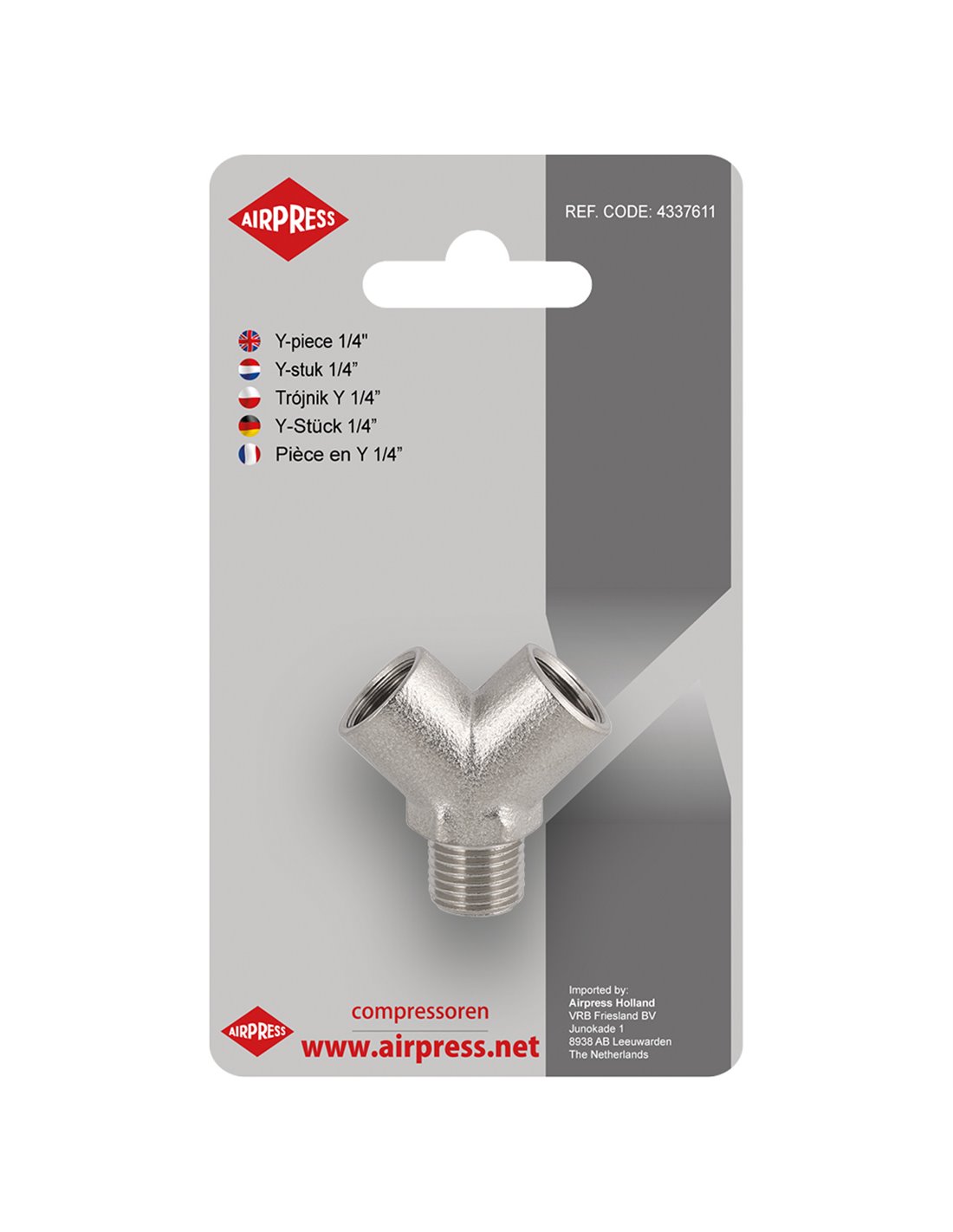 AIRPRESS Acoplamiento en Y 1/4" macho y 2x hembra