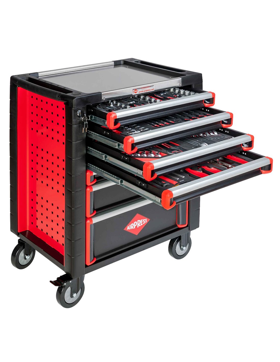 AIRPRESS Carro de 217 herramientas 7 cajones con encimera de metal