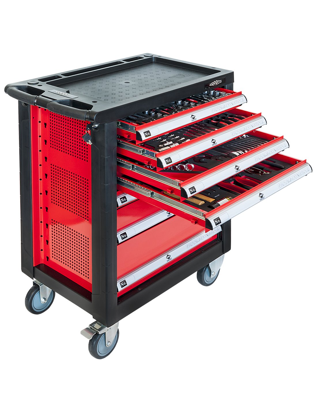 AIRPRESS Carro de 217 herramientas y 7 cajones con encimera de plástico