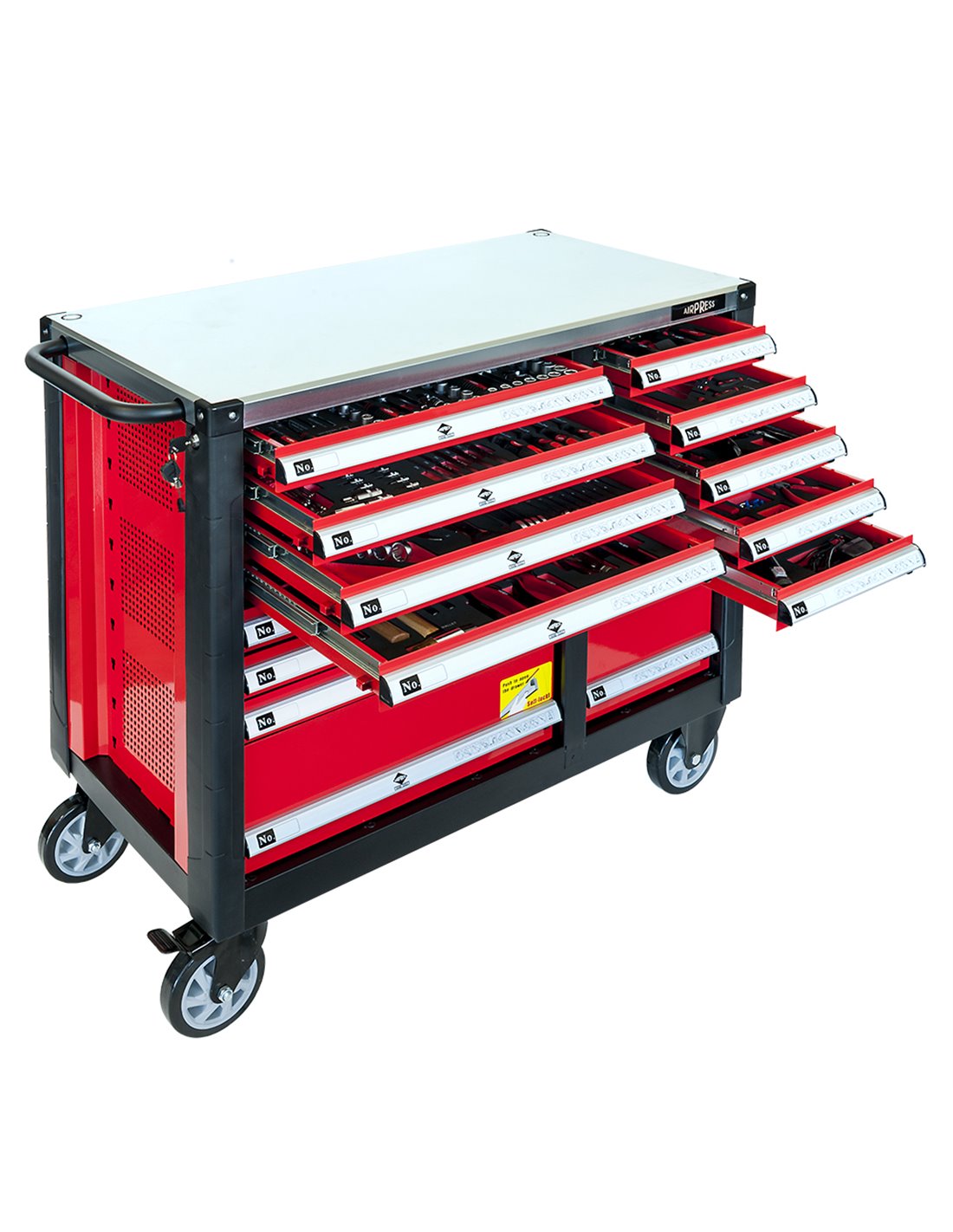 AIRPRESS Carro de herramientas 447 herramientas 16 cajones
