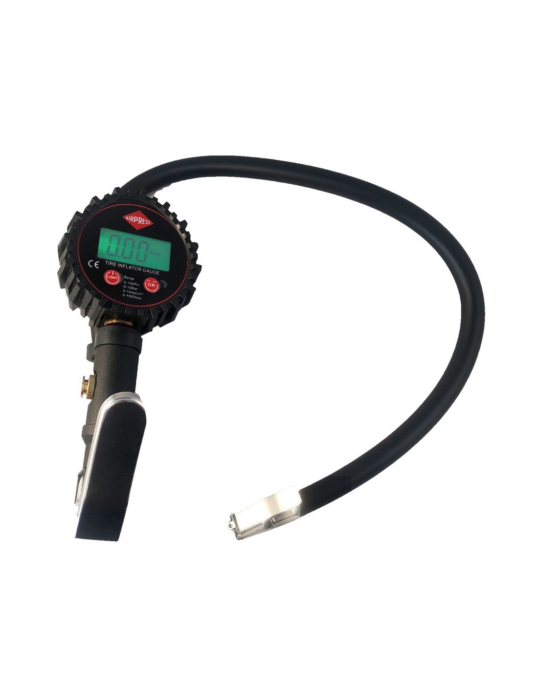 AIRPRESS Inflador de neumáticos con manómetro digital 10 bar 60 cm