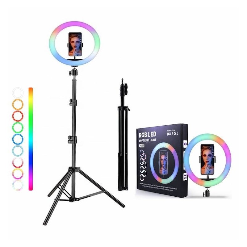 Anillo led con trípode 2,1m diámetro aro 260mm regulable RGB + CCT