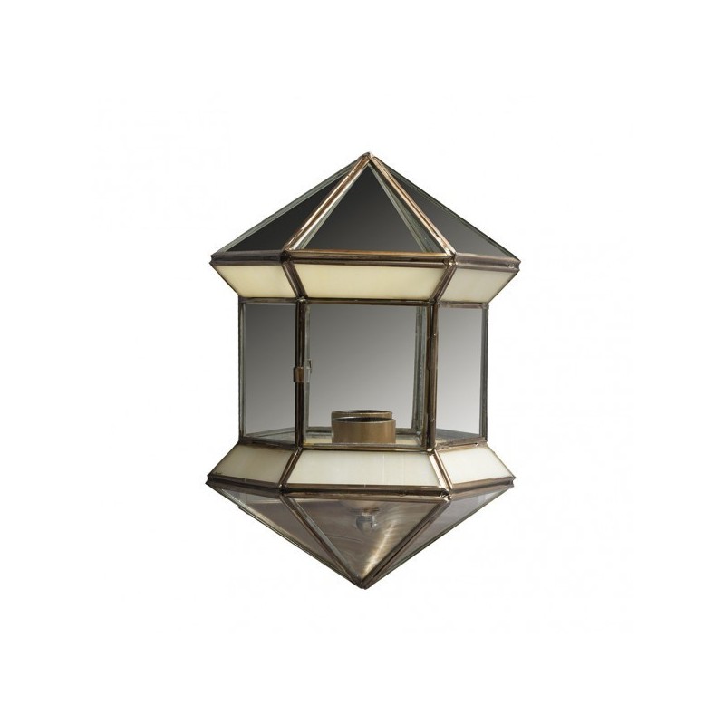 Aplique Hexagonal 1xe27 Granadino Opalina 27x20x11 Cm