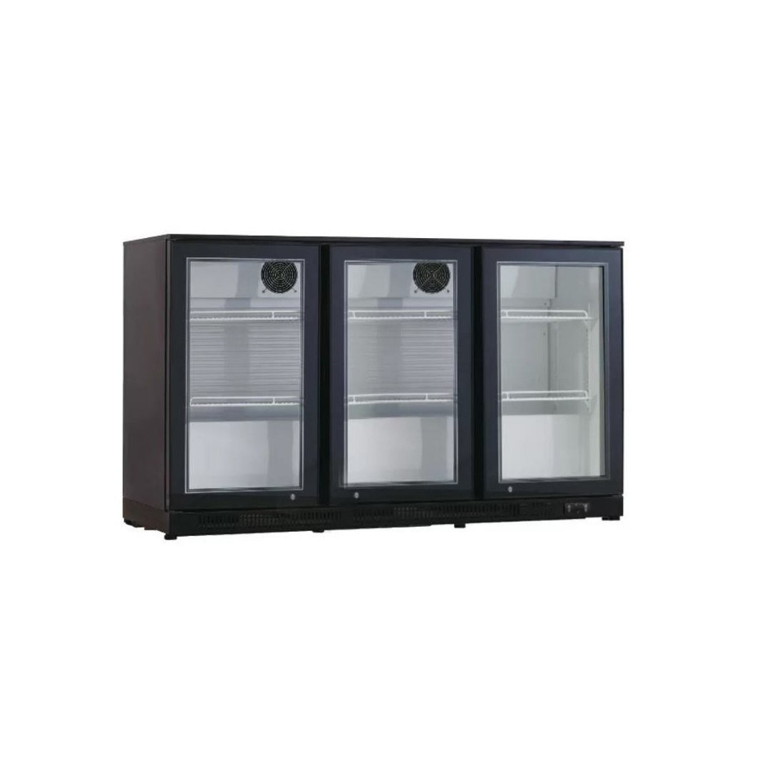 Armario Negro Refrigerado Sobremostrador 3 Puertas Cristal RB-320H