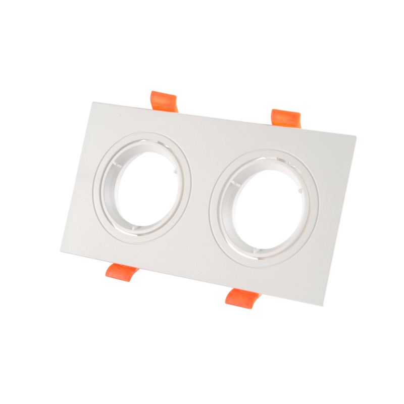 Aro cuadrado orientable para 2 bombillas Gu10 Corte 75x155mm