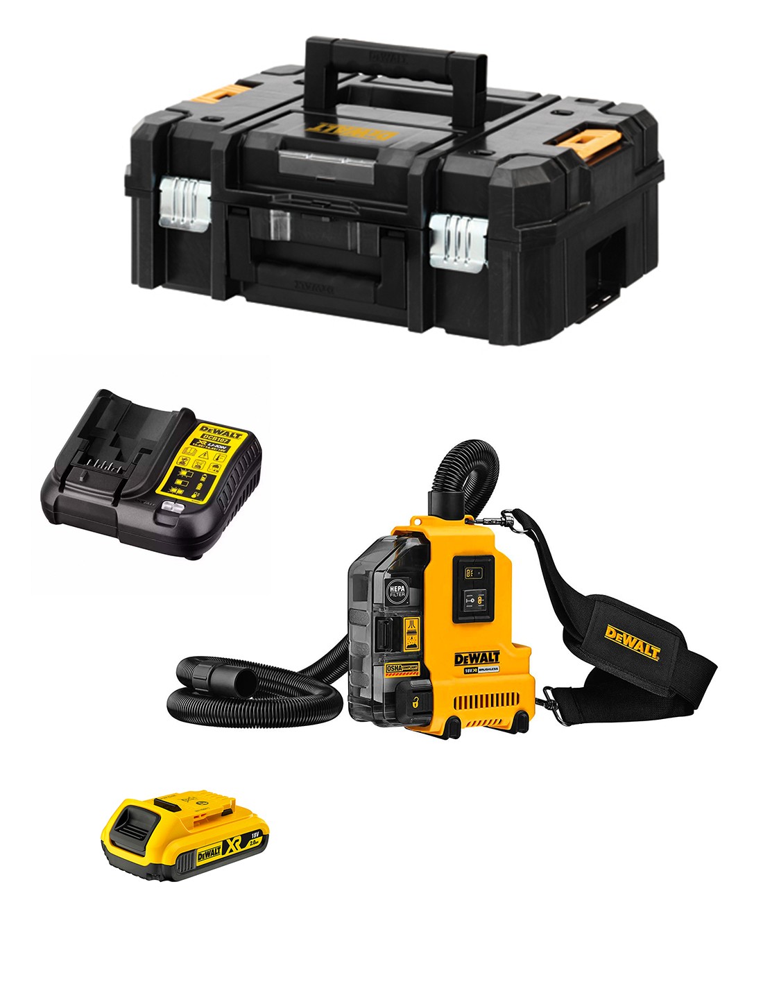 Aspirador DeWALT DWH161D1T-7 (1 x 2,0 Ah + DCB107 + TSTAK II)