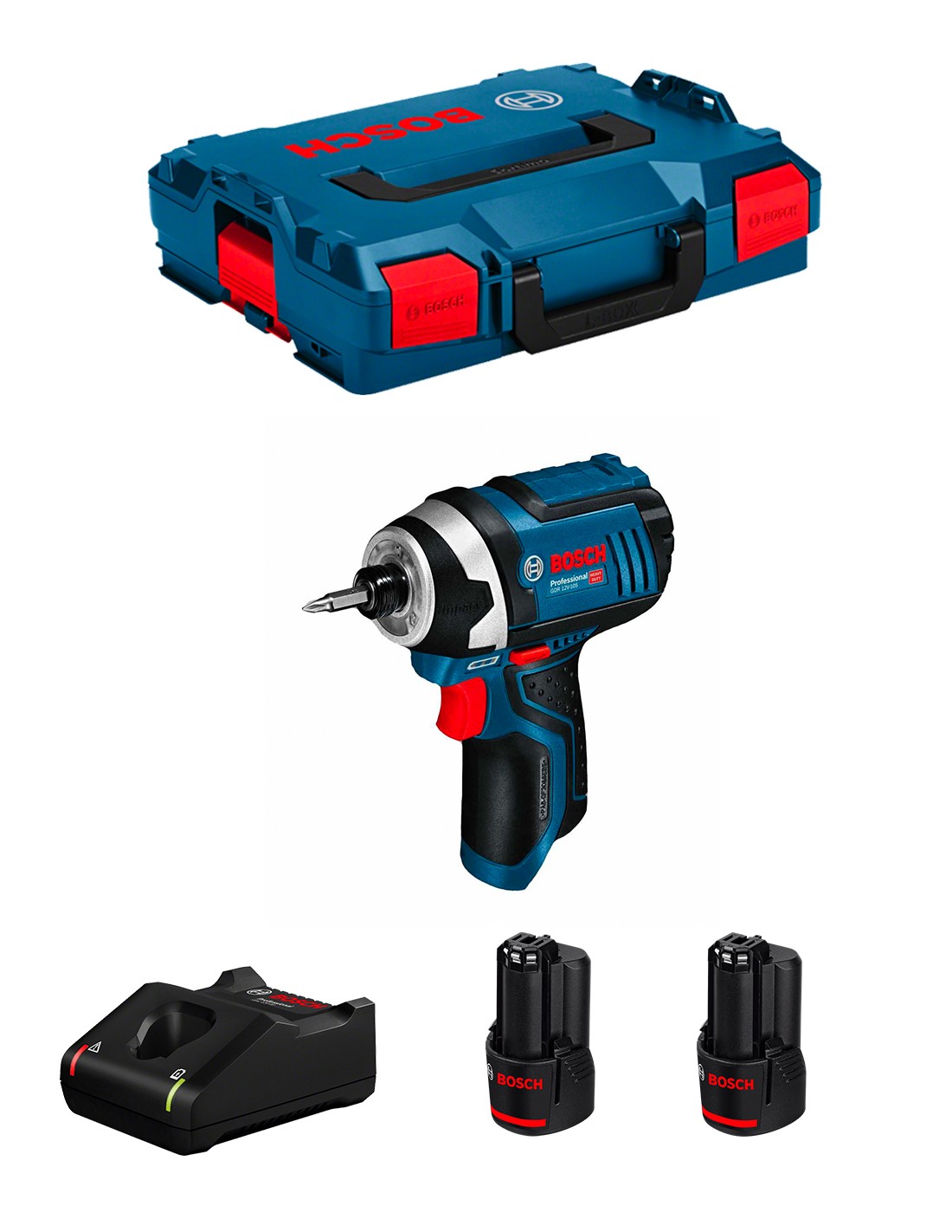 Atornillador de Impacto BOSCH GDR 12V-105 (2 x 2,0 Ah + GAL12V-40 + L-Boxx 102)