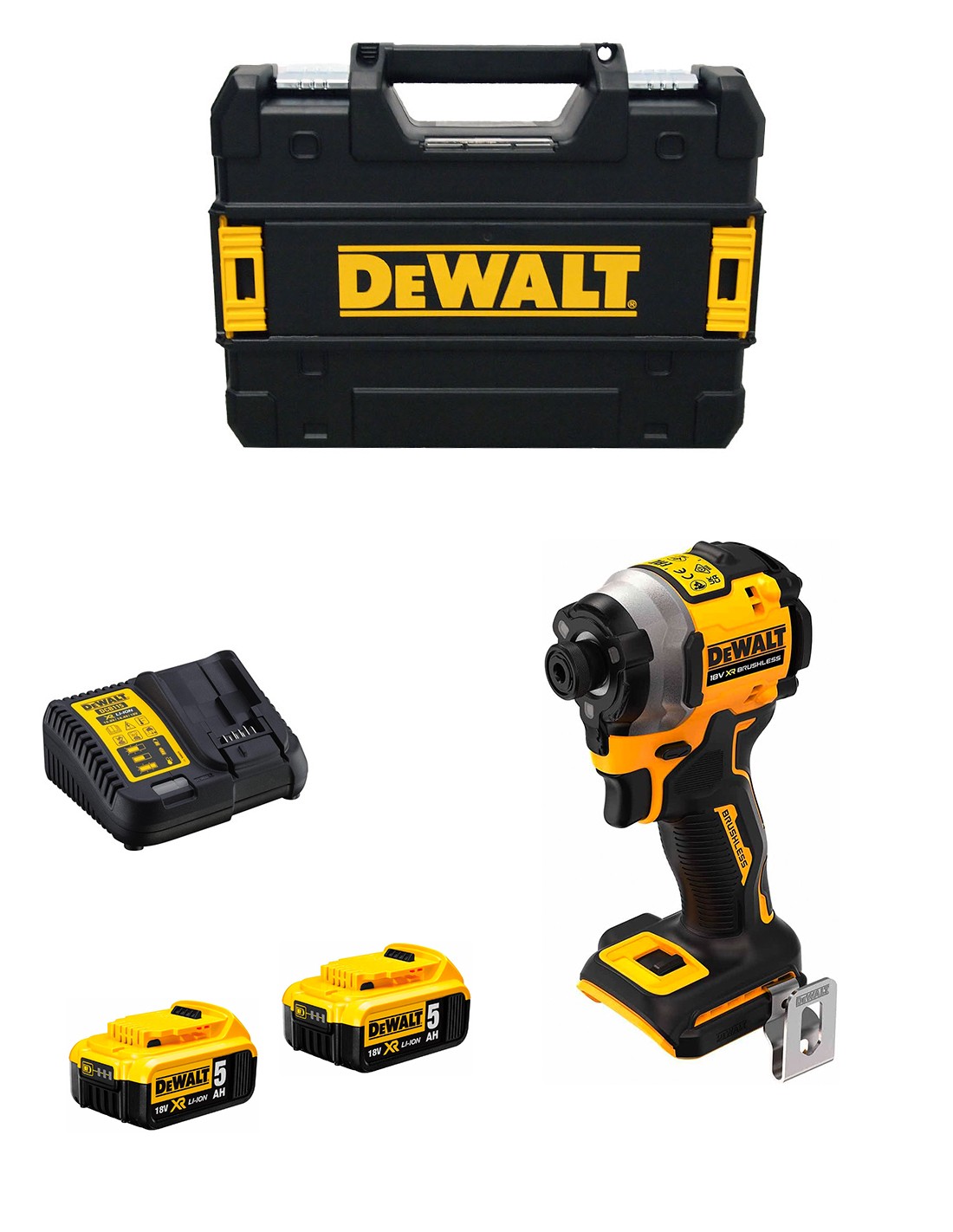 Atornillador de Impacto DeWALT DCF850P2T (2 x 5,0 Ah + DCB115 + TSTAK II)