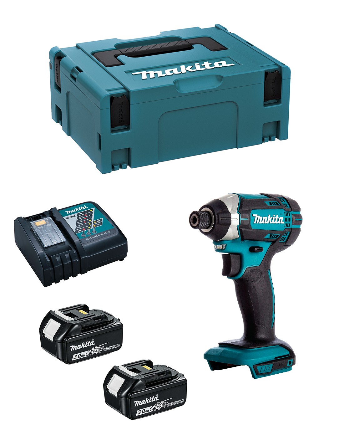 Atornillador de Impacto MAKITA DTD152RFJ (2 x 3,0 Ah + DC18RC + MAKPAC 2)