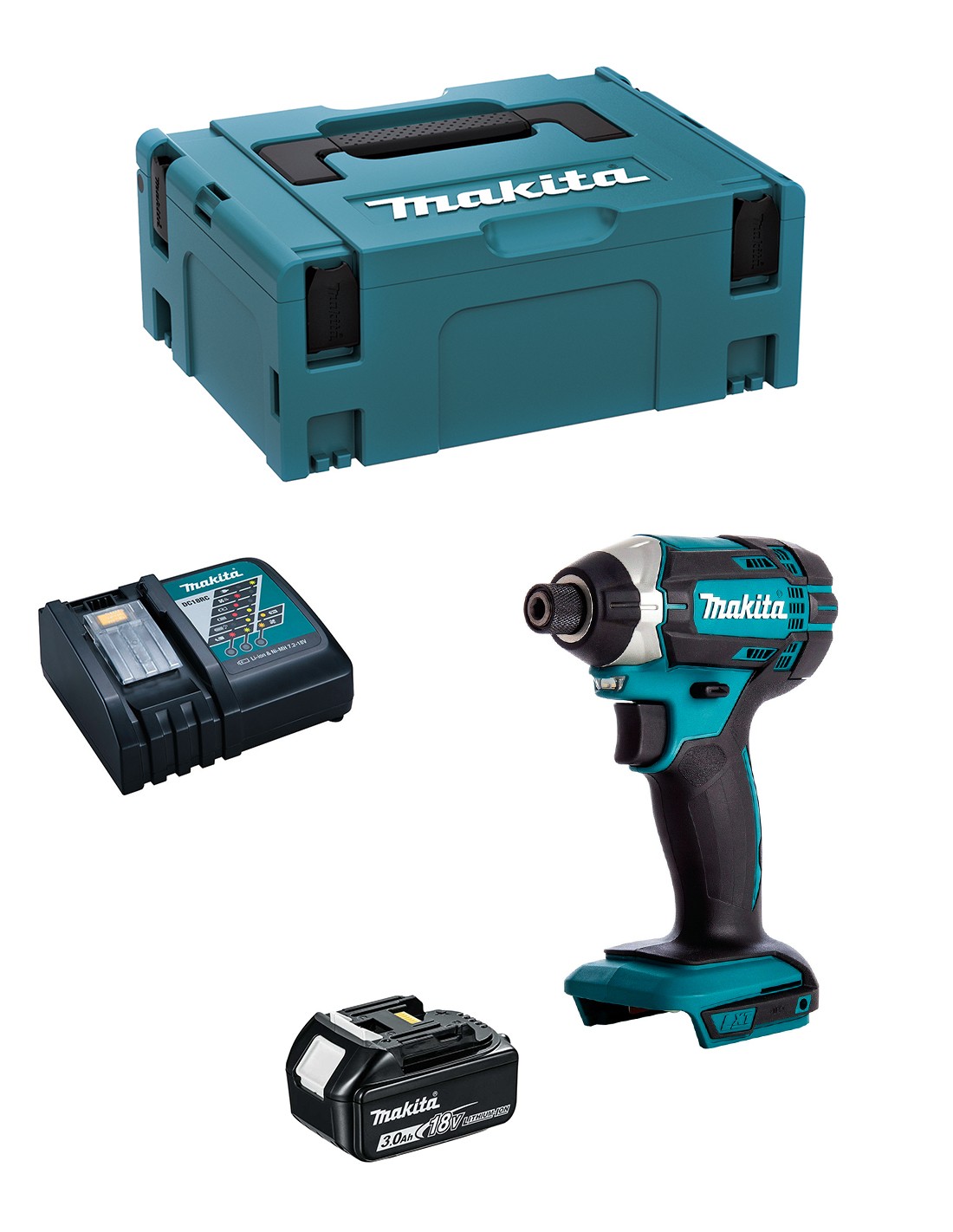 Atornillador de Impacto MAKITA DTD152RFJ1 (1 x 3,0 Ah + DC18RC + MAKPAC 2)
