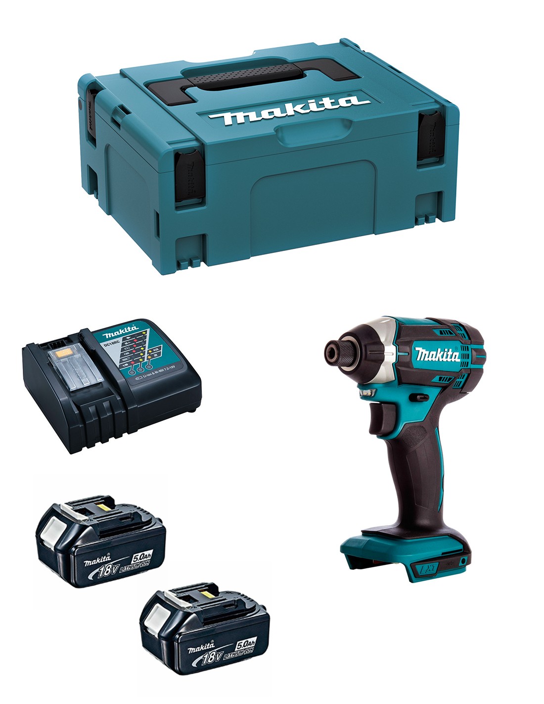Atornillador de Impacto MAKITA DTD152RTJ (2 x 5,0 Ah + DC18RC + MAKPAC 2)