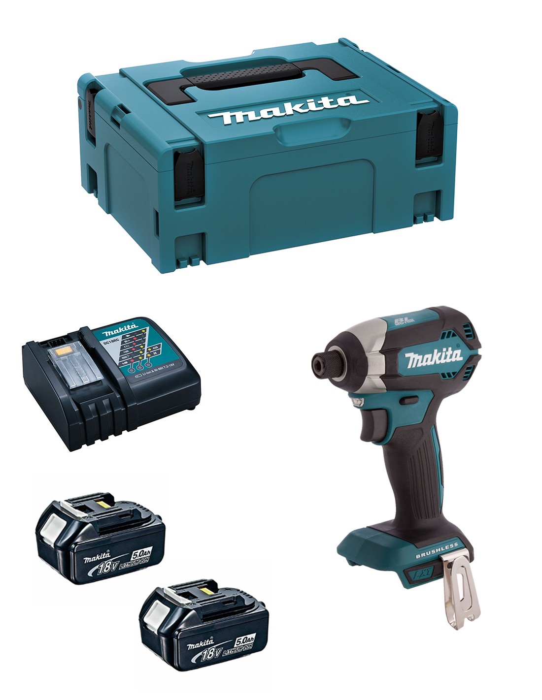 Atornillador de Impacto MAKITA DTD153RTJ (2 x 5,0 Ah + DC18RC + MAKPAC 2)