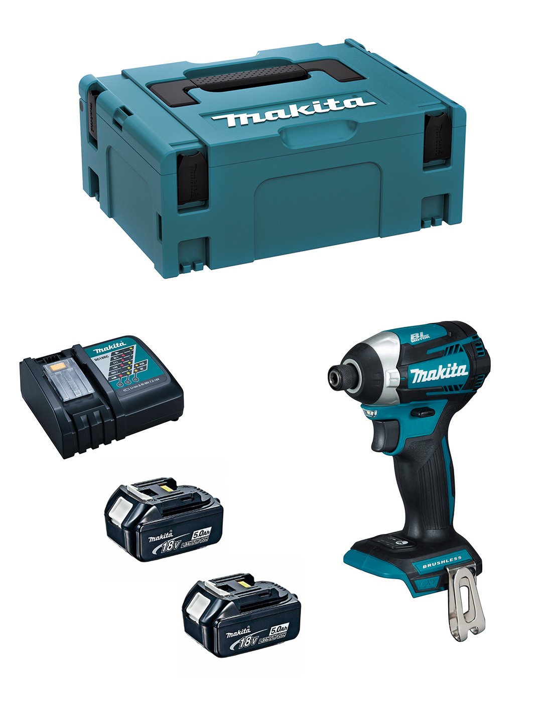 Atornillador de Impacto MAKITA DTD154RTJ (2 x 5,0 Ah + DC18RC + MAKPAC 2)
