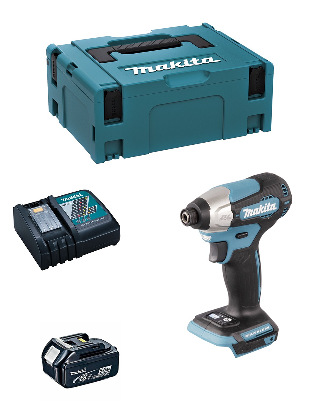 Atornillador de Impacto MAKITA DTD157RTJ1 (1 x 5,0 Ah + DC18RC + MAKPAC 2)