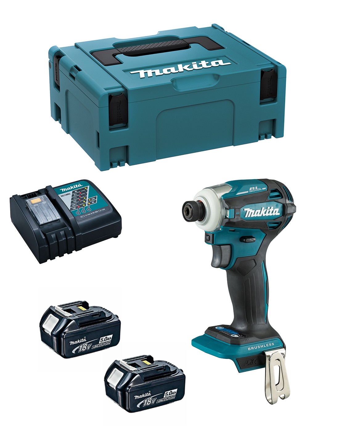 Atornillador de Impacto MAKITA DTD172RTJ (2 x 5,0 Ah + DC18RC + MAKPAC 2)