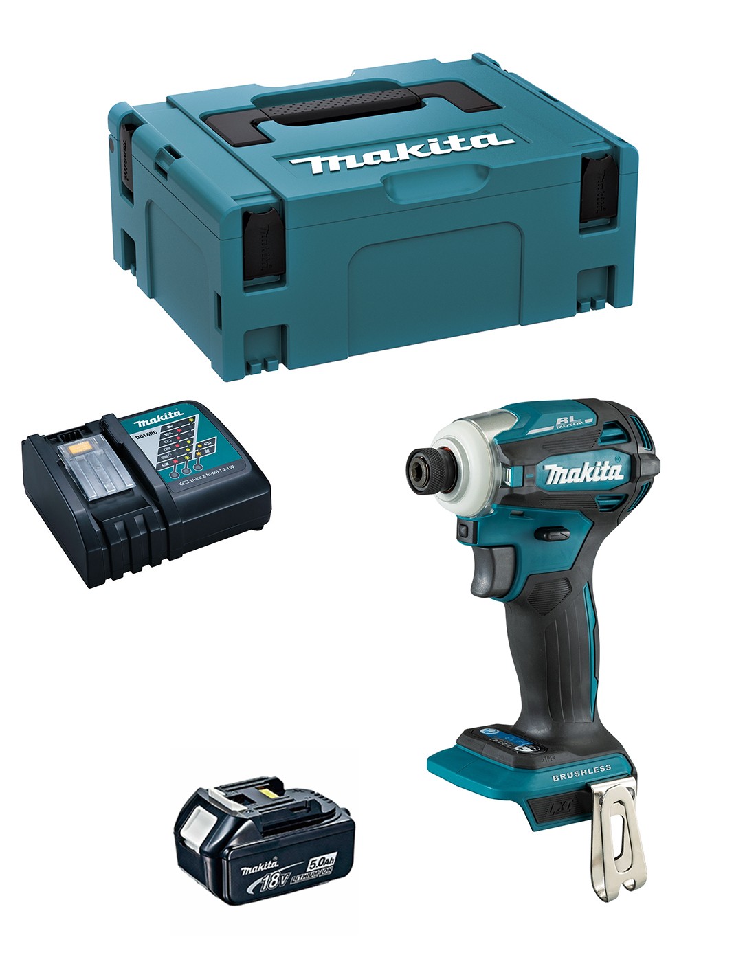 Atornillador de Impacto MAKITA DTD172RTJ1 (1 x 5,0 Ah + DC18RC + MAKPAC 2)