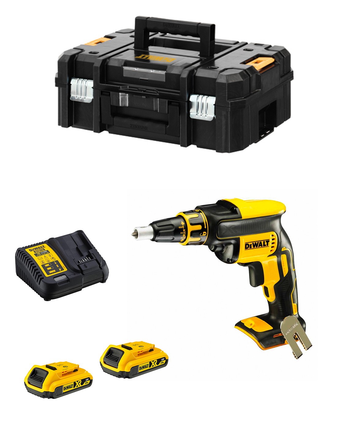 Atornillador de Pladur DeWALT DCF620D2T (2 x 2,0 Ah + DCB115 + TSTAK II)
