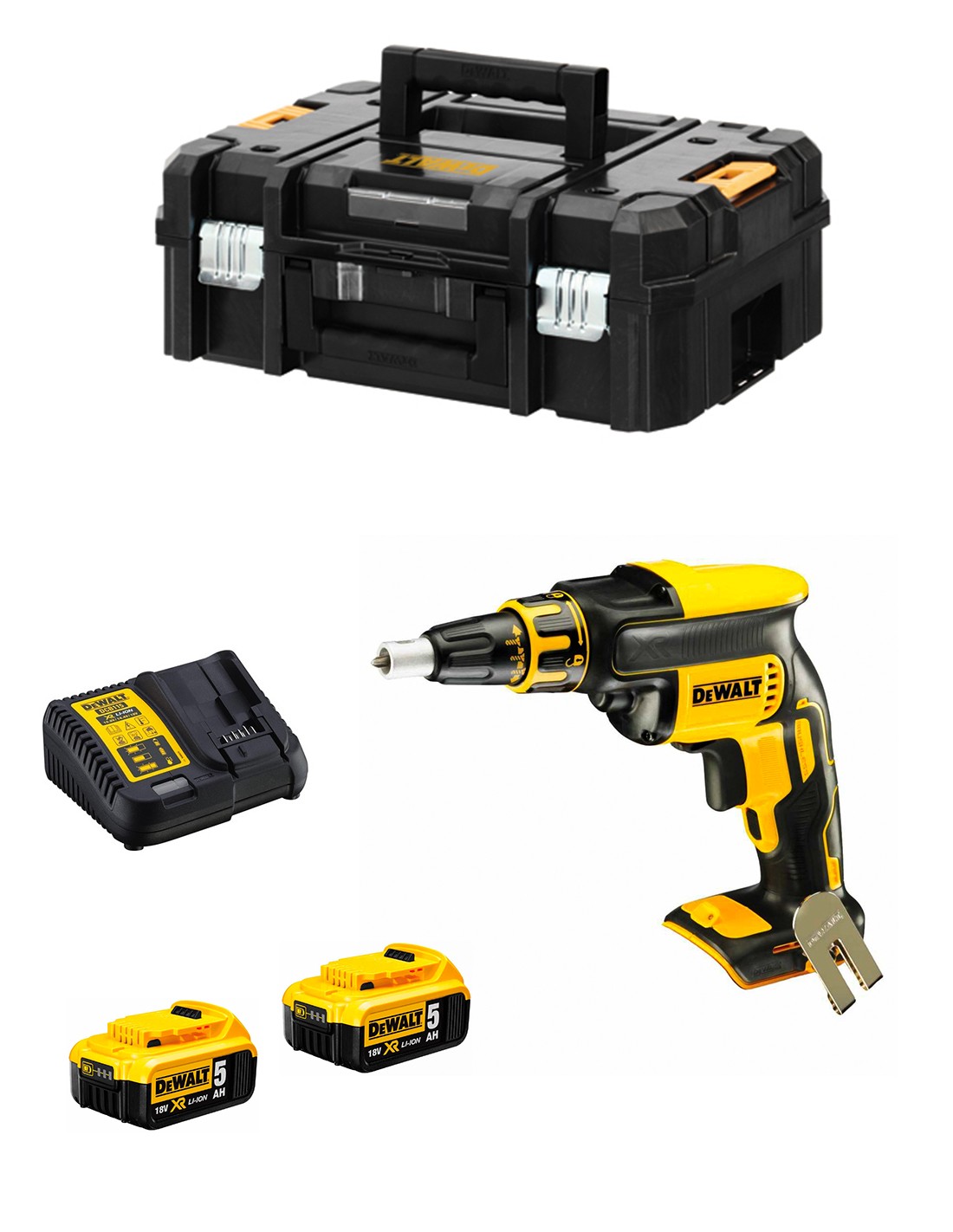 Atornillador de Pladur DeWALT DCF620P2T (2 x 5,0 Ah + DCB115 + TSTAK II)