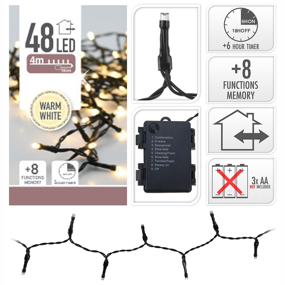Guirnalda 48 Led Warm Bca 8 Funciones