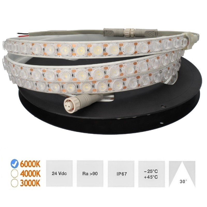 Bañador de pared 24V 6000K 24W/m Corte cada 18mm IP67