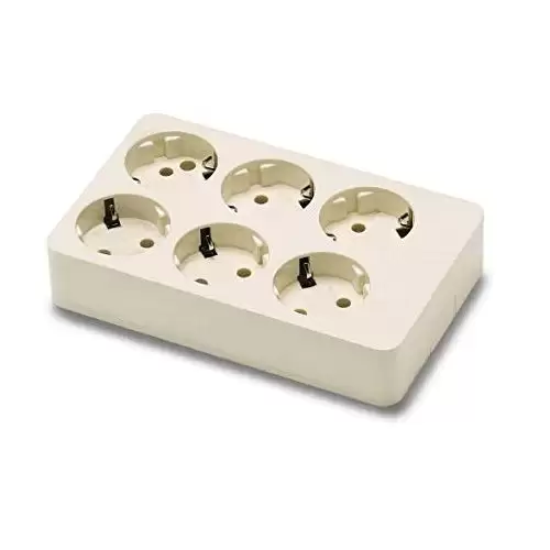 Base De 6 Tomas TT Lateral Superficie 250V 16A  Beige