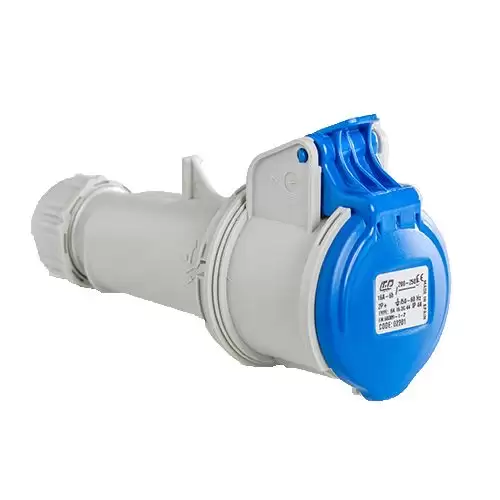 Base Enchufe Industrial Hembra 2P+T 250V IP44 Aerea  Azul 16 A