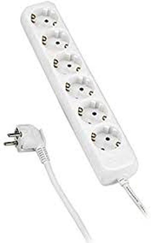 Base Múltiple 6 Enchufes Con Cable 3X1,5 1,4 Metros ALYCO. Referencia 199456.