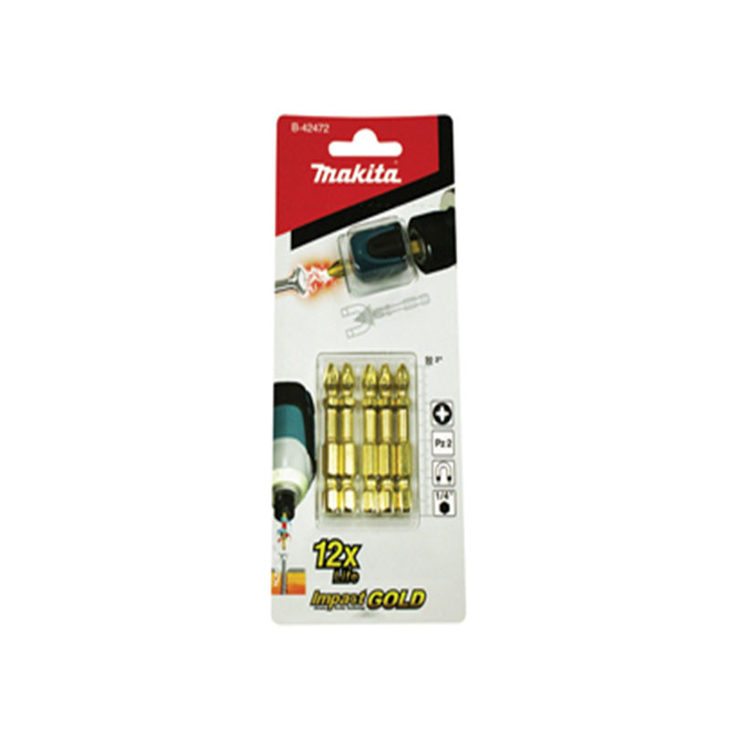 Blíster de 5 puntas PZ2 Impact Gold + Mag Boost Makita