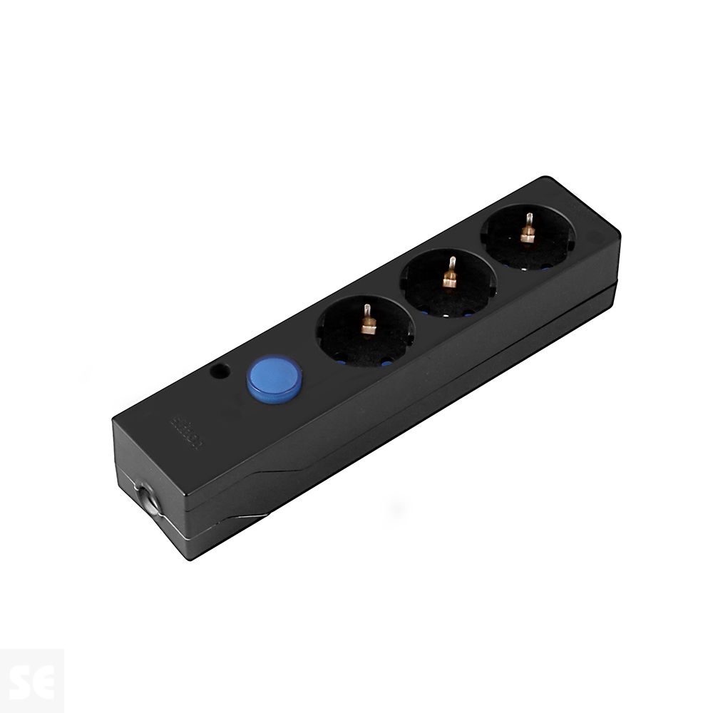 Base Múltiple Multifix 3 Tomas Negra Con Interruptor De Pie Simon