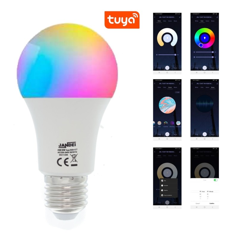 Bombilla led E27 A60 9W RGB+CCT TUYA