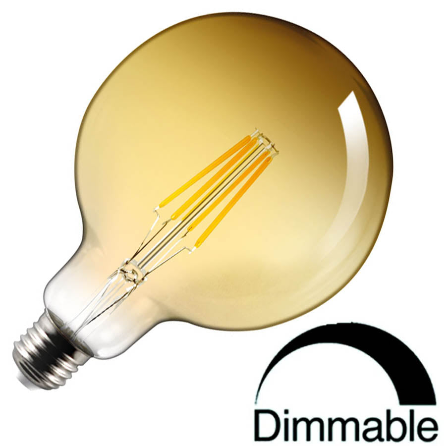 Bombilla LED E27 G125 Filamento 8W Regulable