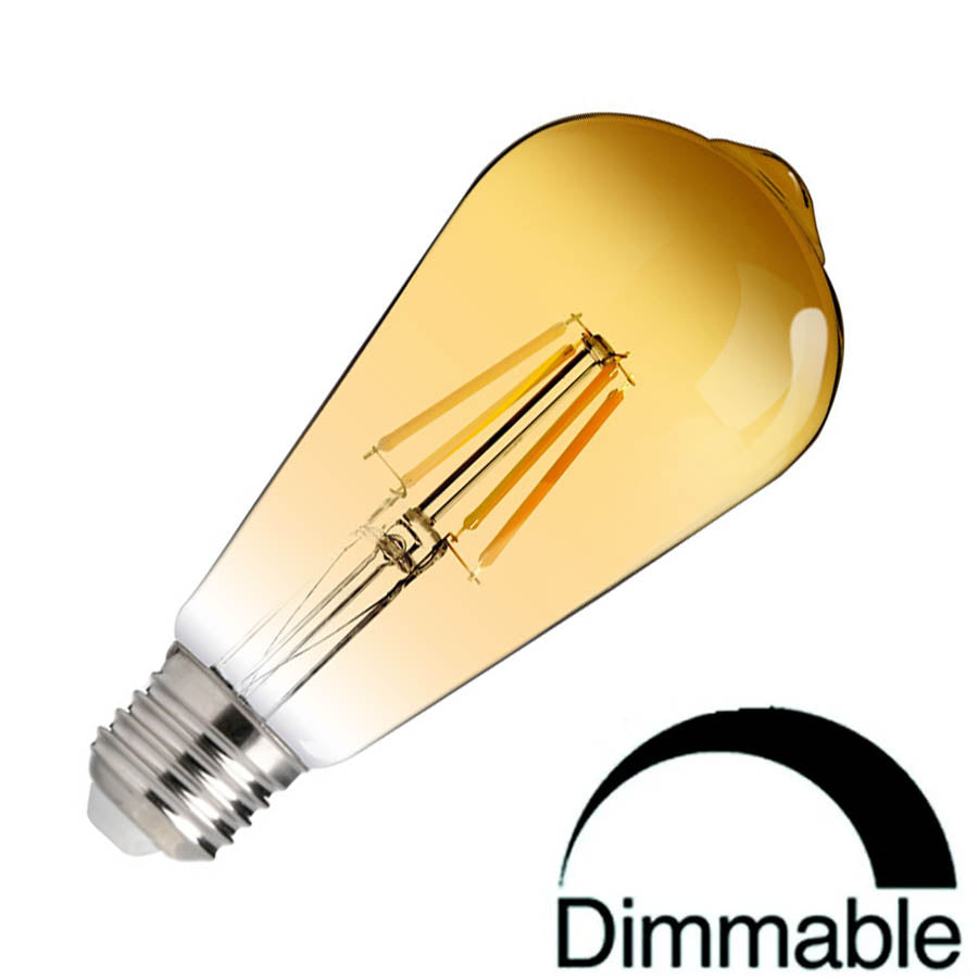 Bombilla LED E27 ST64 Filamento 8W Regulable