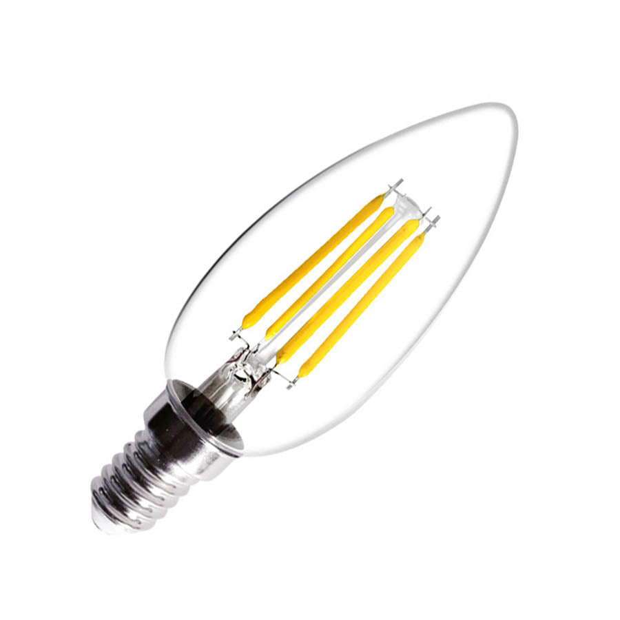 Bombilla LED E14 Vela Filamento Transparente 6W