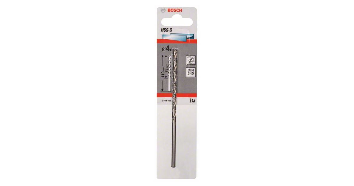 BOSCH Brocas para metal HSS-G, DIN 340 4 x 78 x 119 mm 2608595679