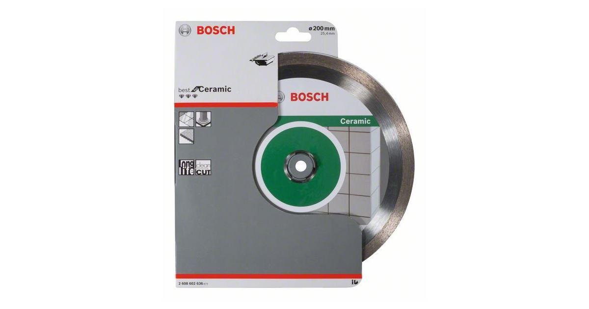 BOSCH Disco de corte de diamante Best for Ceramic 200 x 25,40 x 2,2 x 10 mm 2608602636