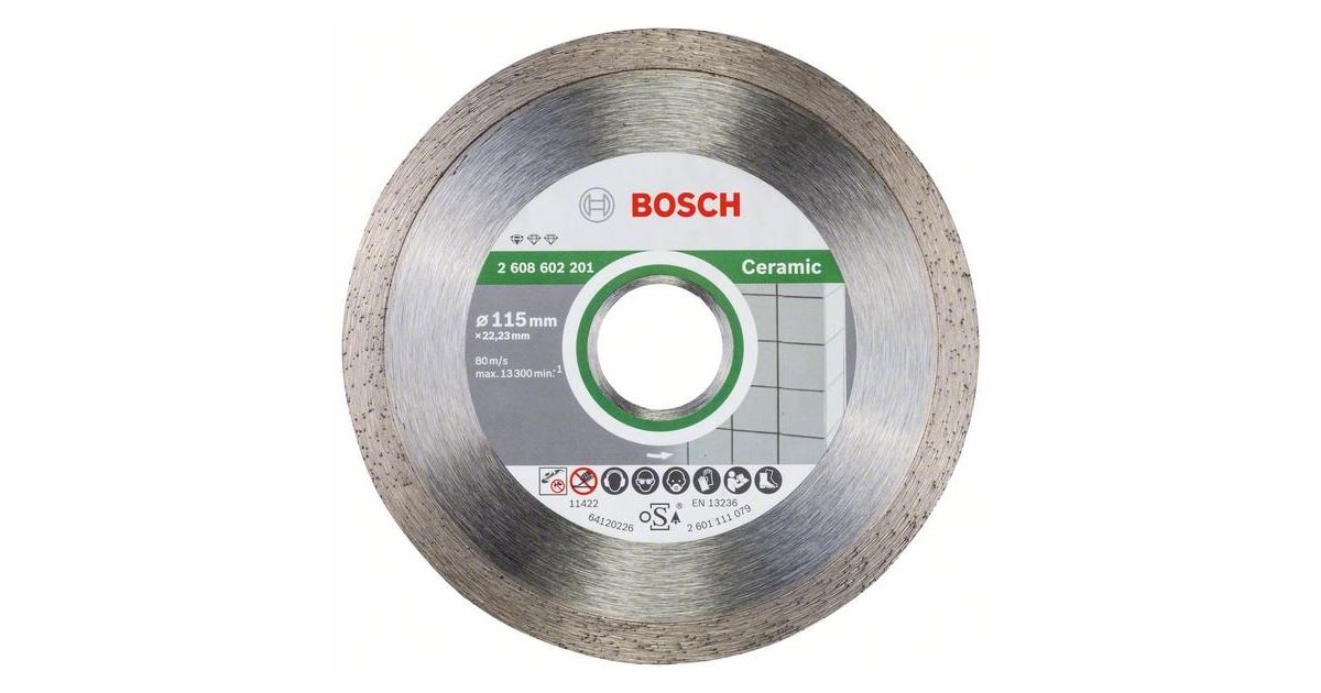 BOSCH Disco de corte diamantado ST para Cerámica 115 x 22,23 x 1,6 x 7 mm 2608602201