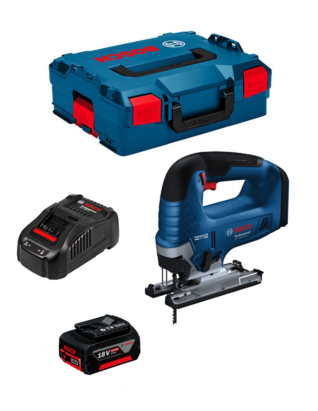 BOSCH GST 18V-125 B (1 x 5,0 Ah + GAL18V-80 +