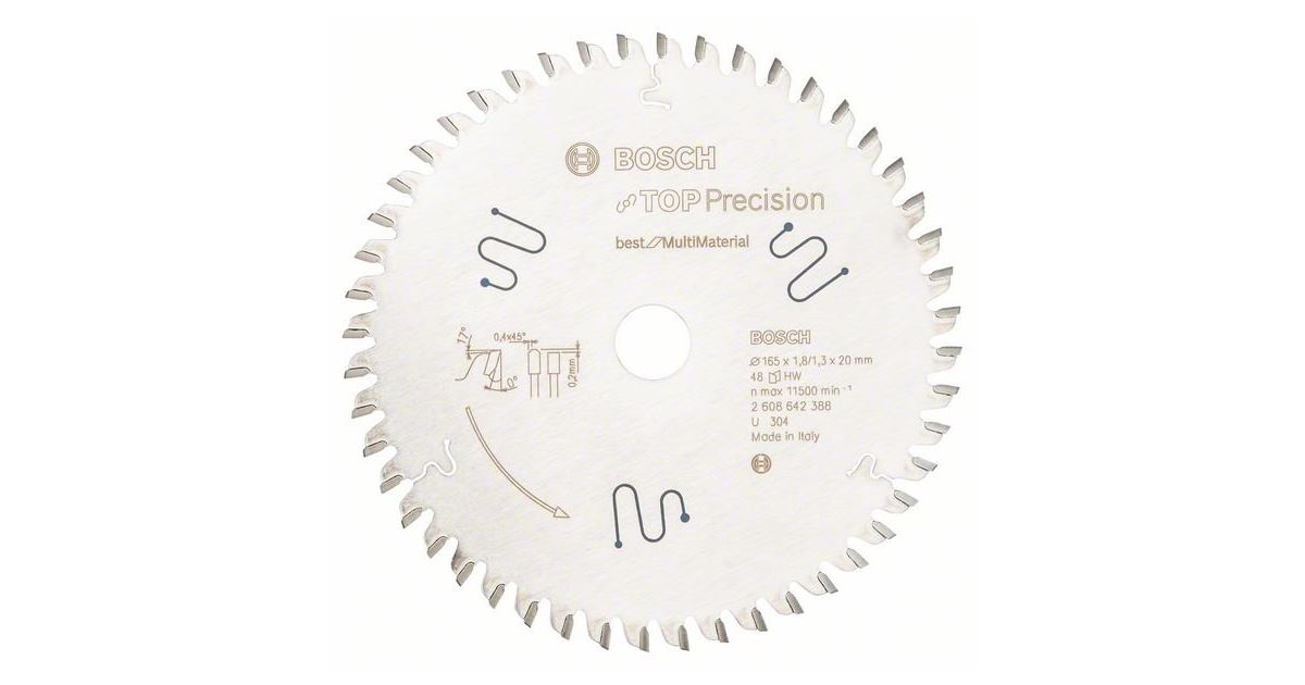 BOSCH Hoja de sierra circular Top Precision BfMM 165 x 20 x 1,8 mm, 48 2608642388