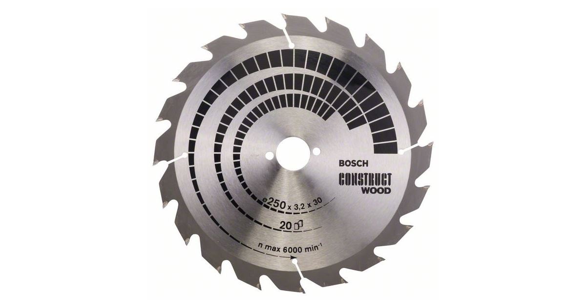 BOSCH Hoja de sierra Construct Wood 250 x 30 x 3,2 mm; 20 2608641774