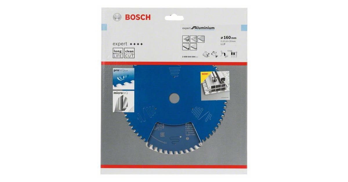 BOSCH Hoja de sierra Expert para aluminio 160 x 20 x 2,2 mm, 52 2608644094