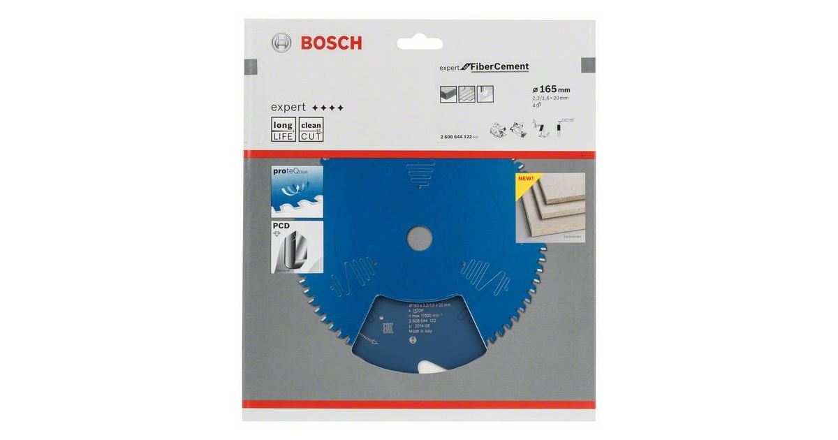 BOSCH Hoja de sierra Expert para fibrocemento 165 x 20 x 2,2 mm, 4 2608644122
