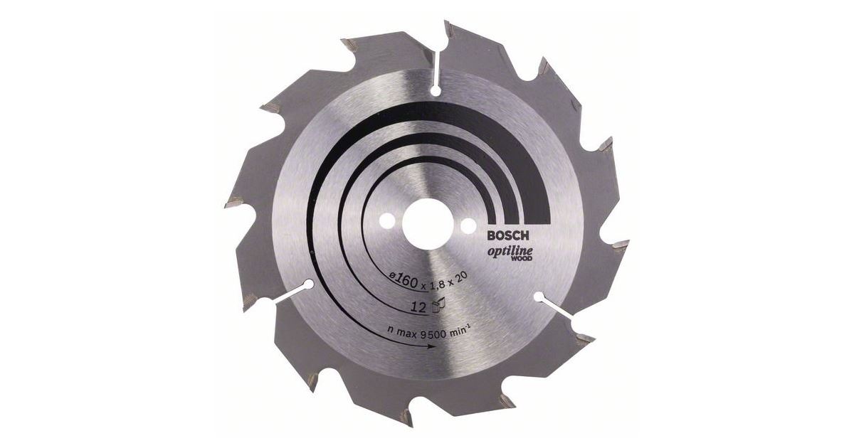 BOSCH Hoja de sierra Optiline Madera 160 x 20/16 x 1,8 mm, 12 2608641170