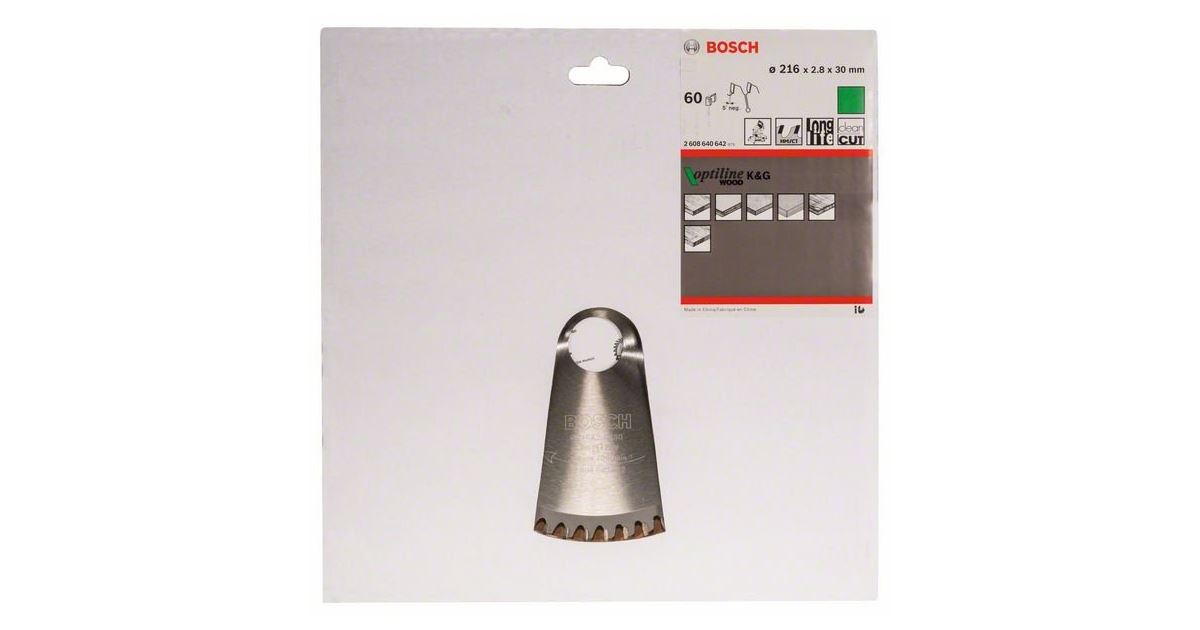 BOSCH Hoja de sierra Optiline Madera 216 x 30 x 2,8 mm, 60 2608640642